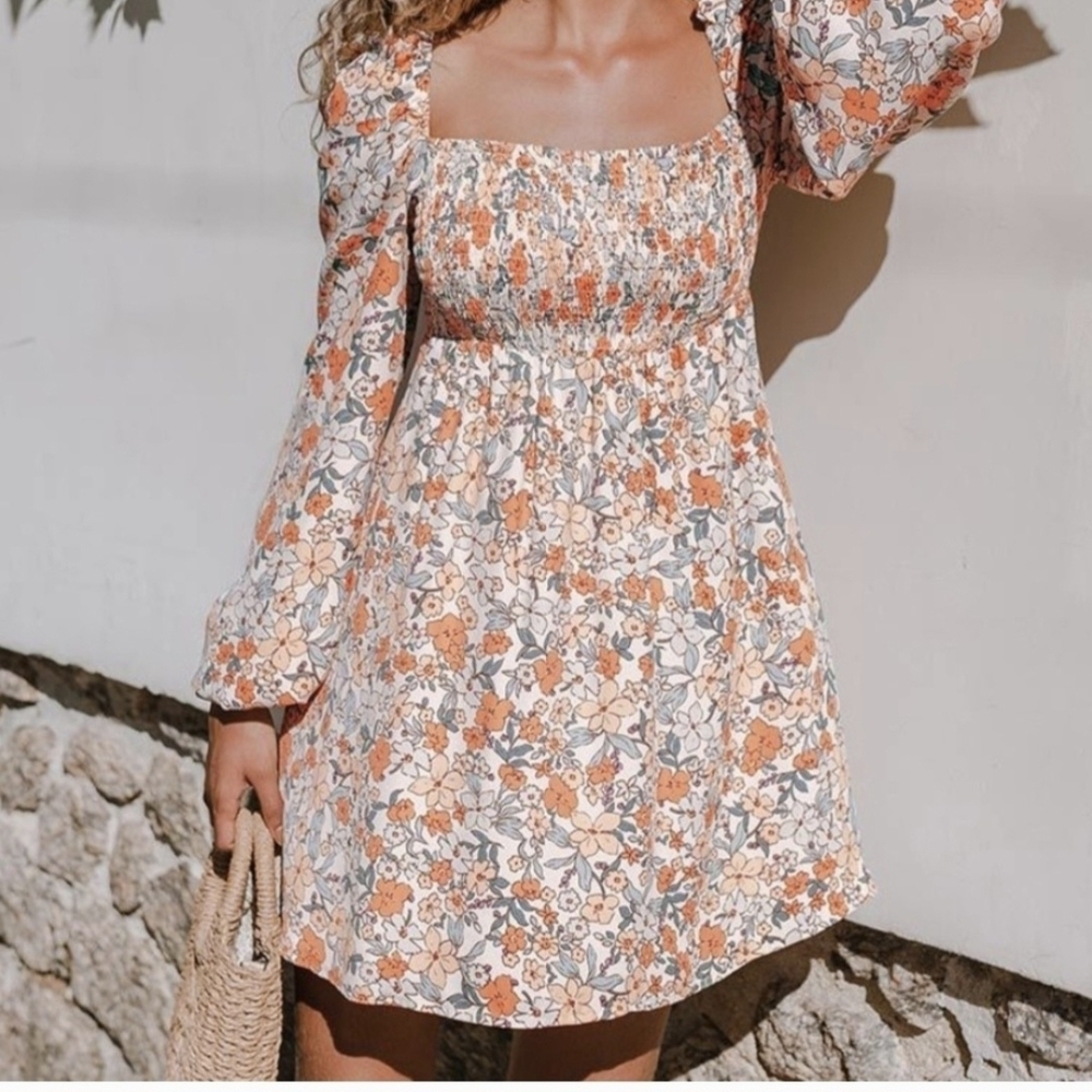 Cupshe Women's Floral Print Smocked Dress Size M